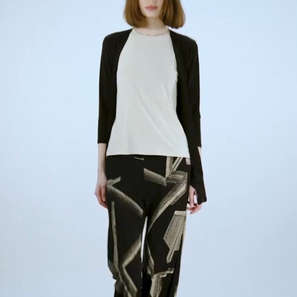 New Clara Sun Woo Modern Tie Front Cardigan Solid Black Size XS - Picture 2 of 16
